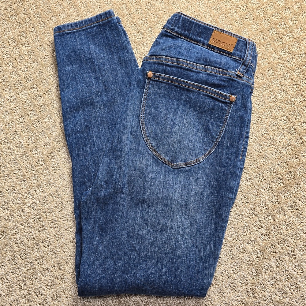 Judy Blue Jeans 11/30 Pull On Skinny Stretch High Rise Classic Blue Wash Denim